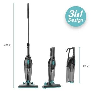 Ionvac ZipVac  3-in-1 Corded Upright/Handheld Floor And Carpet Hand Vacuum Clean